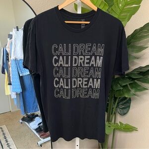 🖤✨ CALI DREAM Sparkly Rhinestone Black Cotton Graphic Tee Sz L